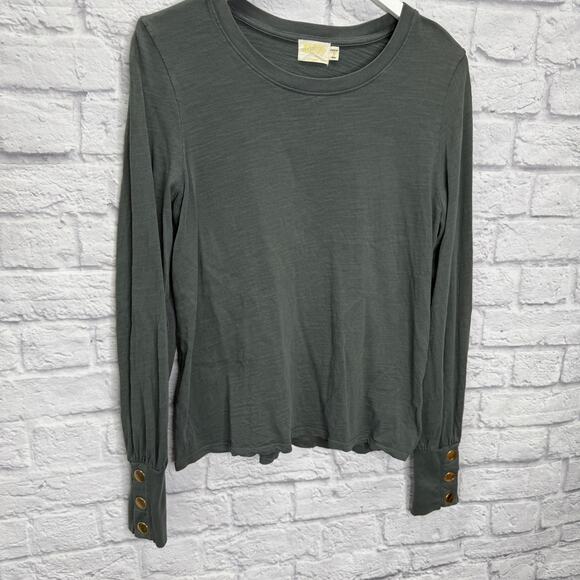 Nation LTD Jonnie Snap Long Sleeve Top in Hunter Green Size L Womens - Picture 3 of 7